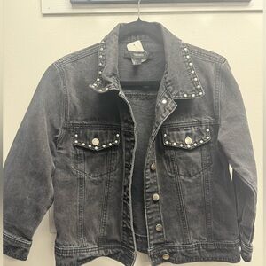 SOLD / Forever 21 Black Studded Jean Jacket Small